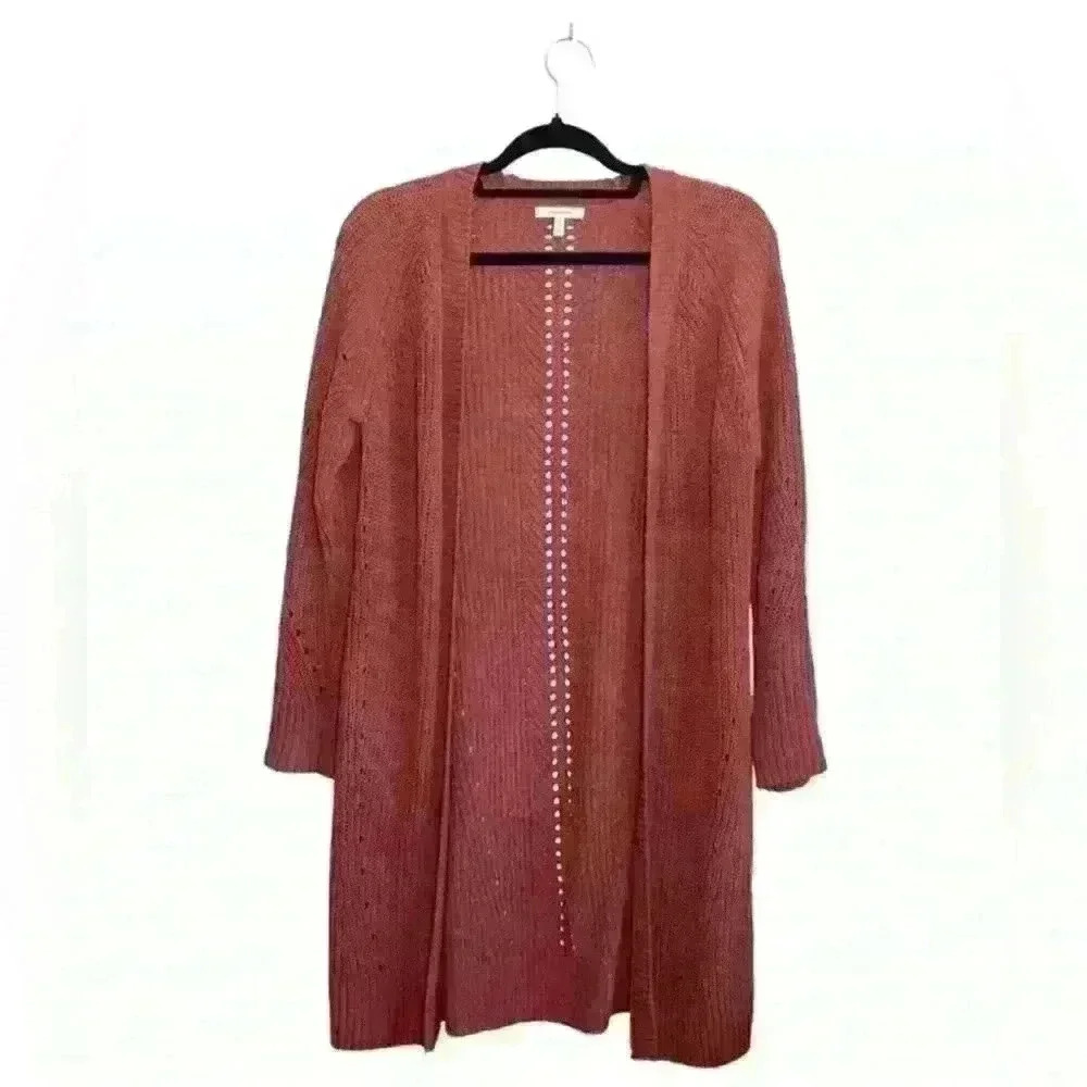 Maurices Matte Pink Chenille Knit Open Front Longline Cardigan Xsmall Women’s